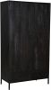 Livingfurn Opbergkast 'Kala' Mangohout en staal, 170 x 100cm, kleur zwart online kopen
