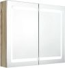 VidaXL Badkamerkast met spiegel en LED 80x12x68 cm eikenkleurig online kopen