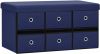 VidaXL Opbergbank inklapbaar 76x38x38 cm kunstlinnen blauw online kopen