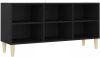 VidaXL Tv meubel met massief houten poten 103, 5x30x50 cm zwart online kopen