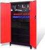 VIDAXL Gereedschapskast met kist 90x40x180 cm staal rood en zwart online kopen