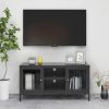 VidaXL Tv meubel 105x35x52 cm staal en glas antracietkleurig online kopen