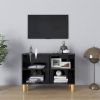 VidaXL Tv meubel met houten poten 69, 5x30x50 cm hoogglans zwart online kopen