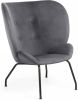 Kave Home Violet fauteuil in fluweel donkergrijs en stalen poten met online kopen