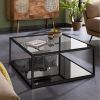 Kave Home Salontafel 'Blackhill' Glas met zwart frame, 80 x 80cm online kopen