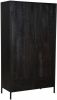Livingfurn Opbergkast 'Kala' Mangohout en staal, 170 x 100cm, kleur zwart online kopen