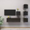 VidaXL 5 delige Tv meubelset spaanplaat hoogglans grijs online kopen