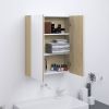 VidaXL Badkamerkast met spiegel 60x15x75 cm MDF wit en eikenkleurig online kopen