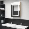 VidaXL Badkamerkast met spiegel en LED 50x13x70 cm eikenkleurig online kopen