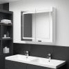 VidaXL Badkamerkast met spiegel en LED 80x12x68 cm glanzend wit online kopen