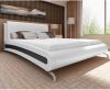 VidaXL Bed + traagschuim matras modern kunstleer wit/zwart 140x200 cm online kopen