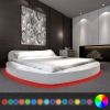 VidaXL Bed met matras en LED-verlichting 180x200 cm rond kunstleer wit online kopen
