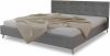 VidaXL Bed hout met lichtgrijze stoffen bekleding + matras 200 x 180 cm online kopen