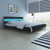 VIDAXL Bed met traagschuim matras LED kunstleer zwart 180x200 cm online kopen