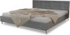 VidaXL Bed hout met lichtgrijze stof + traagschuim matras 200 x 180 cm online kopen