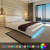VidaXL Bedframe met LED kunstleer wit 160x200 cm online kopen