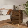 VidaXL Nachtkastjes 2 st met houten poten 40x35x69 cm gerookt eiken online kopen