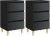 VidaXL Nachtkastjes 2 st met houten poten 40x35x69 cm hoogglans zwart online kopen