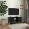 VidaXL Tv meubel met houten poten 103, 5x35x50 cm hoogglans zwart online kopen