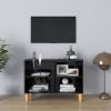 VidaXL Tv meubel met houten poten 69, 5x30x50 cm hoogglans zwart online kopen