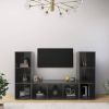 VidaXL Tv meubelen 3 st 107x35x37 cm spaanplaat hoogglans grijs online kopen