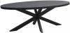 Livingfurn Ovale Eettafel 'Kala Spider' Mangohout en staal, 240 x 110cm, kleur zwart online kopen